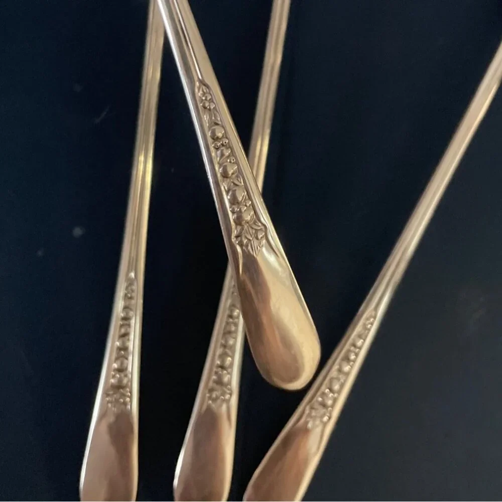 Wm Rogers Original Rogers Iced Tea Spoons Priscilla Lady Ann Pattern Silverplate